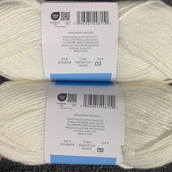 Lot Of 2 Draper James Cozy Wool, Magnolia White Merino Wool And Acrylic Yarn New - Picture 5 of 5